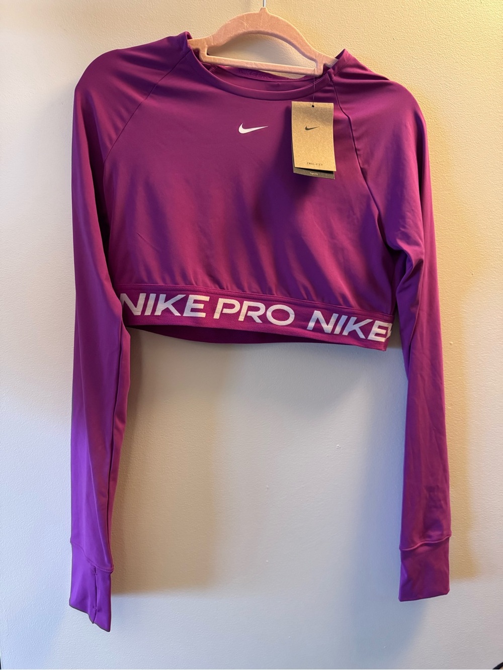 Nike Pro Women's Dri-FIT Long-Sleeve Crop Top - Purple